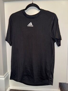 adidas Black Short Sleeve Tee with White Logo - Men's